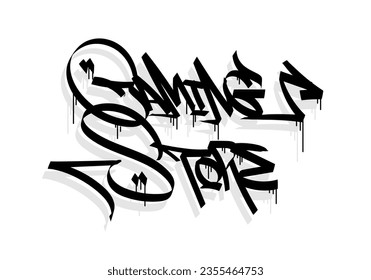 GAMING STORE word graffiti tag style