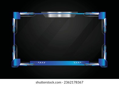 Gaming streaming panel overlay blue template