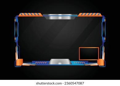 Gaming streaming panel overlay orange and blue concept