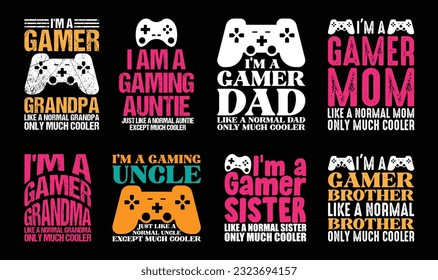 Gaming T shirt Design Bundle, Vector Gaming T shirt  design, Gamer shirt,  Gaming typography T shirt design Collection