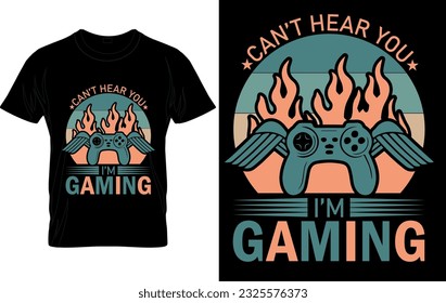 gaming t shirt design, typography, vintage, summer, best design, vector