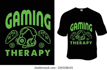 Gaming therapy, SVG, Gaming t-shirt design.Ready to print for apparel, poster, and illustration. Modern, simple, lettering.
