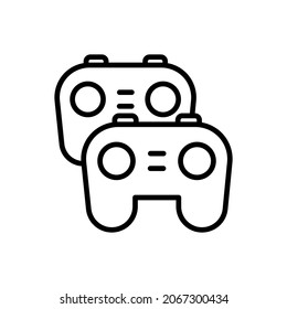 Icono de línea delgada de juegos: dos gamepads. Ilustración vectorial moderna, logotipo para agilización.