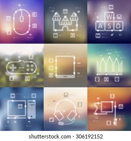 gaming timeline presentations with blurred unfocused background