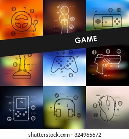 gaming timeline presentations with blurred unfocused background