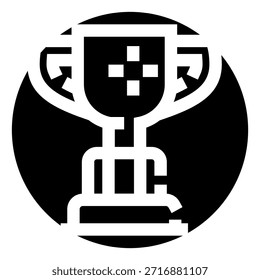 Gaming trophy icon symbolizing victory and championship in esports and competitive video game tournaments, representing achievement, success, and professional gaming excellence