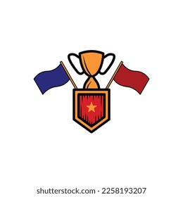 trofeo de juegos con el logotipo de escudo