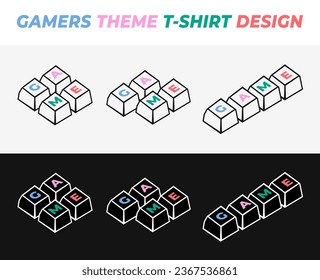 diseño de camisetas de juegos. diseño de camiseta de ilustración de keycaps. teclado. ilustración vectorial de mayúsculas y minúsculas.