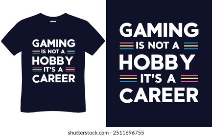 A gaming t-shirt design showcases bold graphics, game symbols, and vibrant colors, celebrating favorite games and characters for passionate gamers.