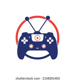 Gaming tv vector logo design. Television and Gamepad icon vector design.	