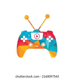 Gaming tv vector logo design. Television and Gamepad icon vector design.	