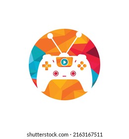 Gaming tv vector logo design. Television and Gamepad icon vector design.