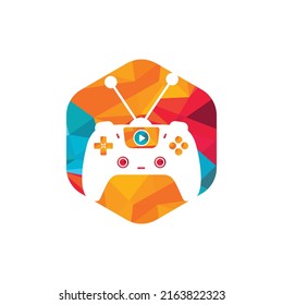 Gaming-TV-Vektorlogo-Design. Fernsehen und Gamepad Symbol Vektordesign.