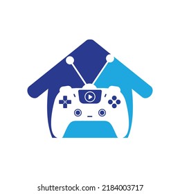 Gaming tv vector logo design. Television and Gamepad icon vector design.	