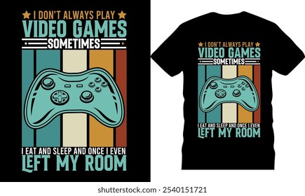 Gaming Typography T-Shirt Design, trendy gaming t shirt