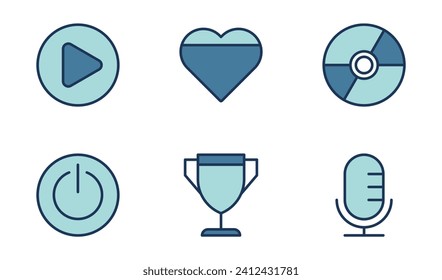 Gaming UI icon design template in filled outline style