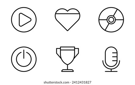 Gaming UI icon design template in outline style