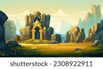 Gaming vector background landscape video game fantasy wallpaper mountain