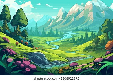 Gaming vector background landscape video game fantasy wallpaper mountain