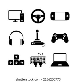 Juego de iconos de vectores de juegos en fondo blanco