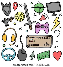 Gaming-Vektorsymbole. doodle Gaming-Hintergrund