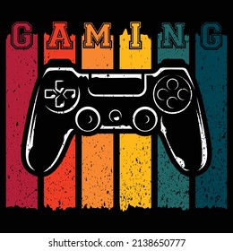 Gaming vector illustration with retro background. typography lettering design, printing for t shirt, banner, poster, mug etc.