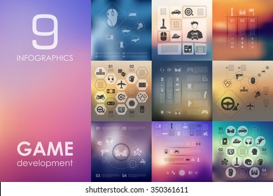 gaming vector infographics with unfocused blurred background