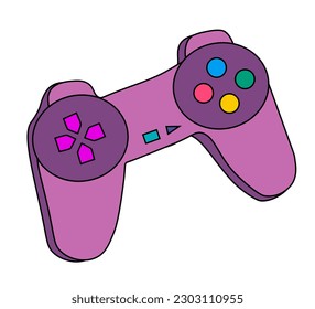 Vintage de juegos y elemento retro de los años 90. Juego con joystick de estilo plano. Game Analog Controller, Game Pad. Ilustración vectorial para la decoración, logotipo, pegatina, icono.