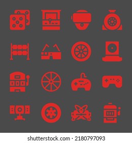 gaming web icons. Dice and Arcade machine, Wheel and Webcam symbol, vector signs