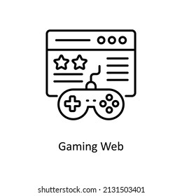 Gaming Web vector outline icon for web isolated on white background EPS 10 file