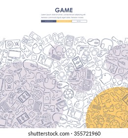 gaming Website Template Design with Doodle Background