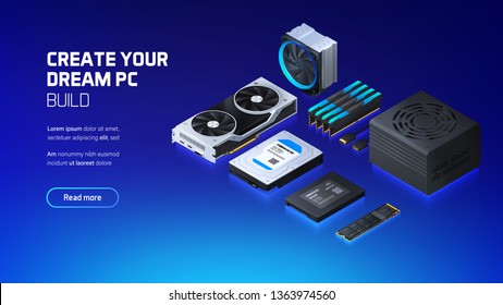 Computer accessories pc equipment Royalty Free Vector Image