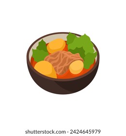 Gamjatang traditional Korean food vector illustration 