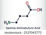 Gamma - aminobutyric acid (GABA) molecule. Chemical structure of relaxation neurotransmitter. Vector illustration