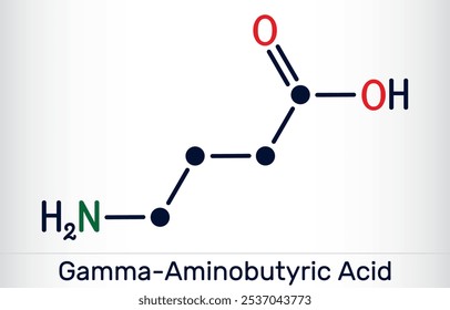 Gamma - Aminobuttersäure (GABA) Molekül. Chemische Struktur eines Relaxationsneurotransmitters. Vektorgrafik