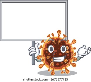 Gamma coronavirus cute cartoon character bring a board