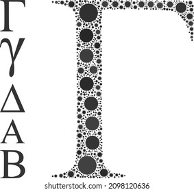 Gamma Greek letter mosaic icon. Vector mosaic is done of random bacterium parts. Bacterium mosaic Gamma Greek letter icon and additional icons. Gamma Greek letter mosaic for breakout templates.