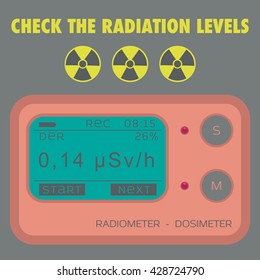 Gamma Radiation Personal Dosimeter. Vector Illustration.