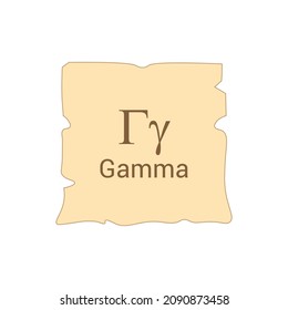 Gamma symbol icon with name. greek alphabet letter