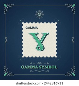 Gamma Symbol-A Mathematical Postage Stamp Style Vector Illustration Design