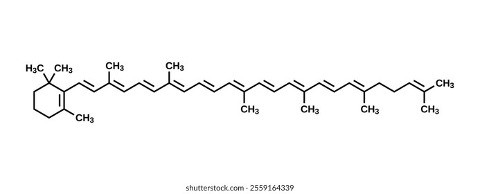 Gamma-carotene structural formula, vector illustration