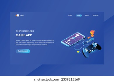 Gamming App Isometric Concept Landing Page