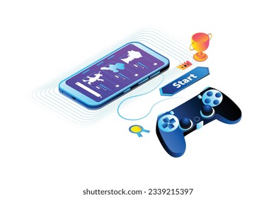 Gamming App Isometric Concept Landing Page