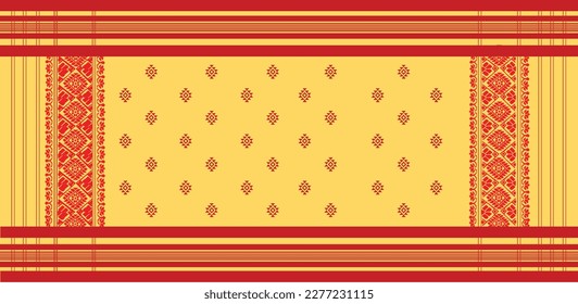 gamosa or gamusa from assam.gamosa textile pattern. gamosa or gamusa is an article of significance for the indigenous people of Assam, India. It is generally a white rectangular piece of cloth  vector