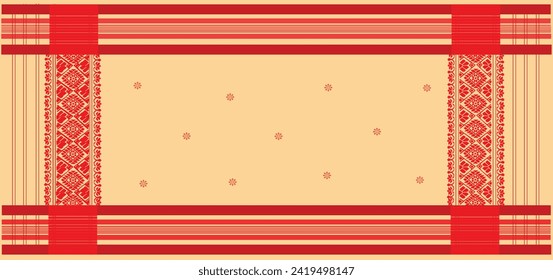 gamosa or gamusa from assam.gamosa textile pattern. gamosa or gamusa is an article of significance for the indigenous people of Assam, India. It is generally a white rectangular piece of cloth vector	