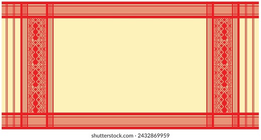 gamosa or gamusa from assam.gamosa textile pattern. gamosa or gamusa is an article of significance for the indigenous people of Assam, India. It is generally a white rectangular piece of cloth vector	