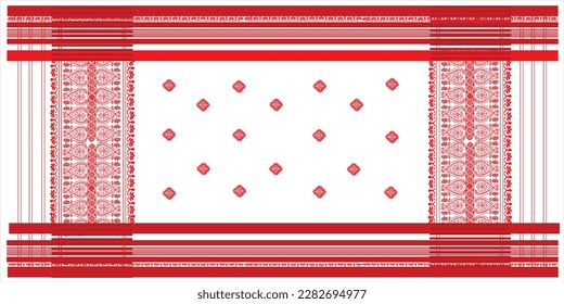 gamosa textile pattern. gamosa or gamusa is an article of significance for the indigenous people of Assam, India. It is generally a white rectangular piece of cloth.