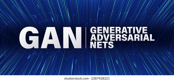 Gan - Red de adversarios generativos, cartel conceptual. Algoritmo de aprendizaje automático no supervisado basado en una combinación de dos redes ai-neuronales. Formación en Inteligencia Artificial. GAN AI. Bandera de vectores