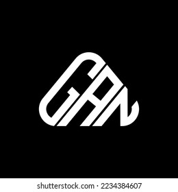 GAN letter logo creative design with vector graphic, GAN simple and modern logo in round triangle shape.