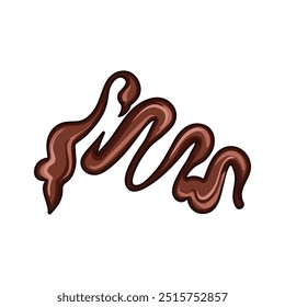 Dibujos animados de la salsa de chocolate de ganache. Decadente rico, suave, indulgente, receta casera. signo de la salsa de goteo de chocolate de ganache. símbolo aislado Ilustración vectorial